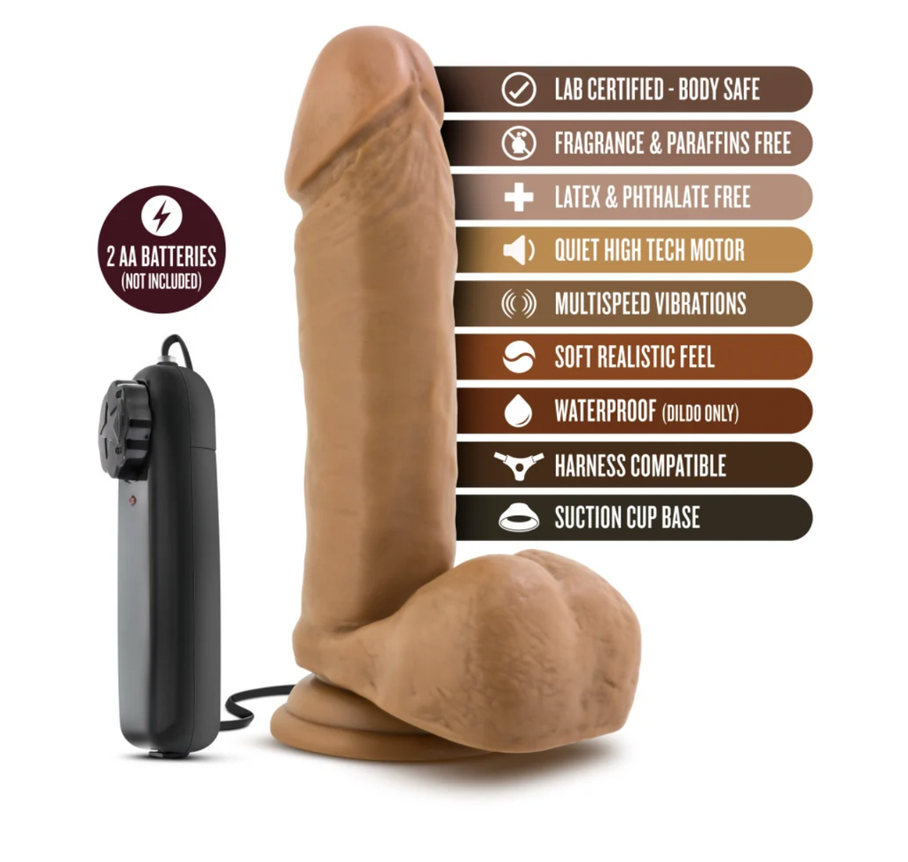 Coverboy - Soccer Champ Realistic Mocha 8-Inch Remote Control Vibrating Dildo