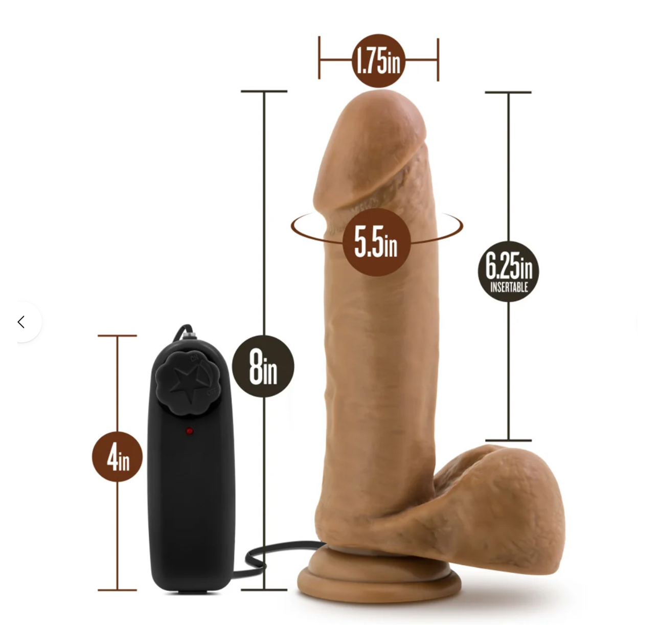 Coverboy - Soccer Champ Realistic Mocha 8-Inch Remote Control Vibrating Dildo
