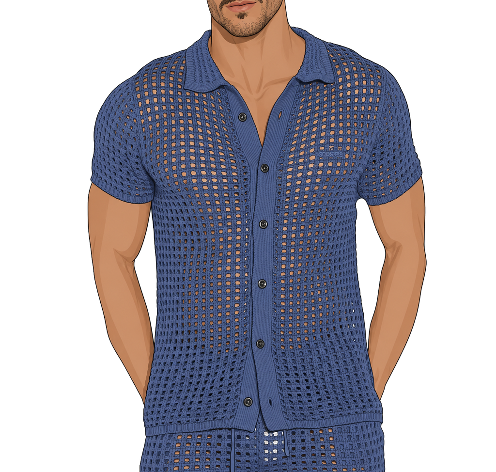 CODE 22 - Crochet Knit Button Shirt