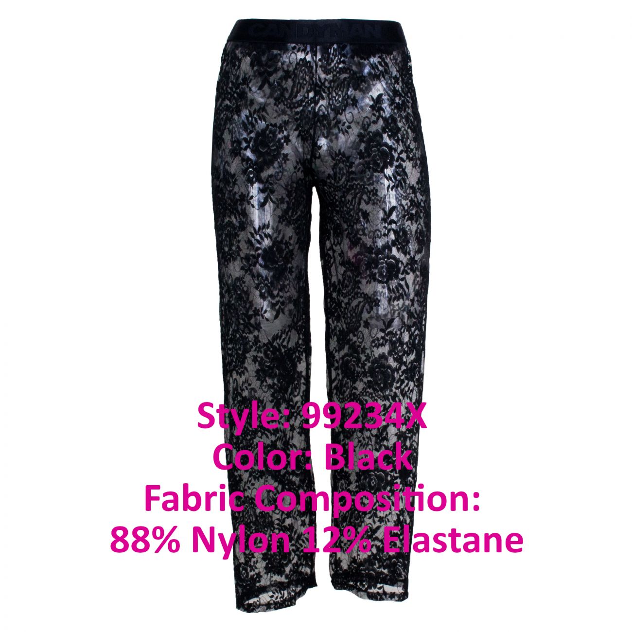 CandyMan 99234X Lace Lounge Pants Color Black
