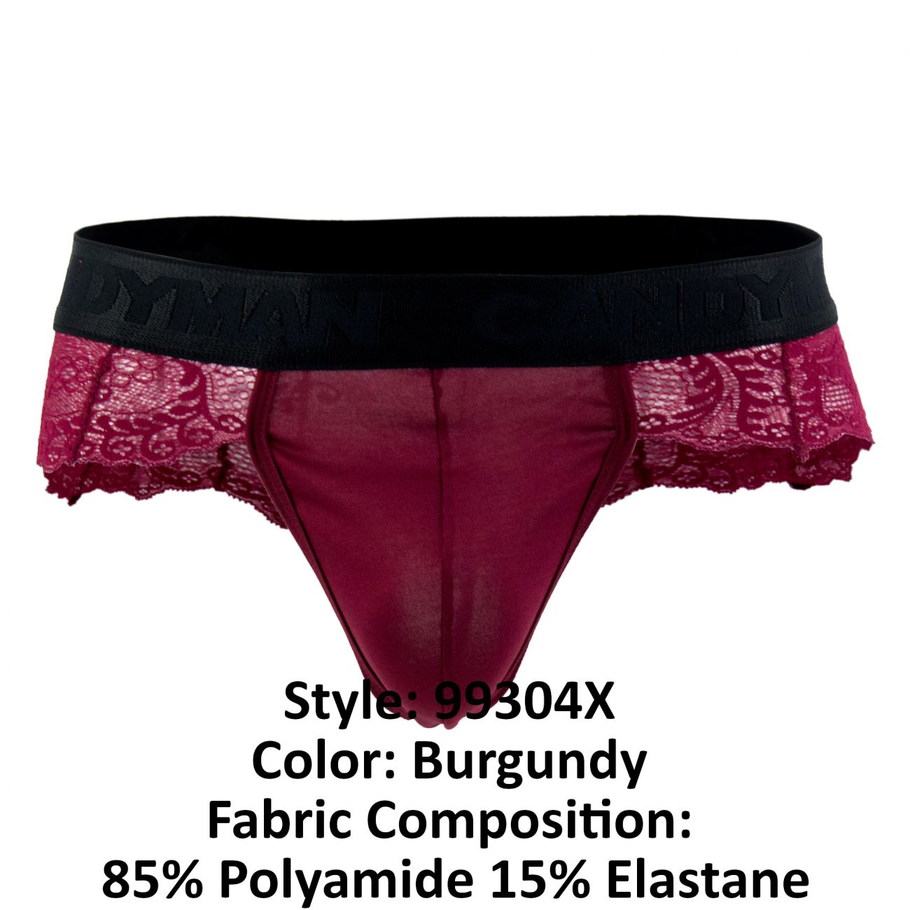 CandyMan 99304X Lace Thongs Color Burgundy