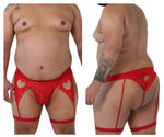 CandyMan 99310X Lace Garter Thongs Color Red
