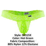 CandyMan 99315X Peek a Boo Lace Thongs Color Hot Green
