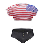 CandyMan 99443 American Crop-Top Two piece set Color Multi-colored