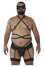 CandyMan 99483X Lace Garter Bodysuit Color Black