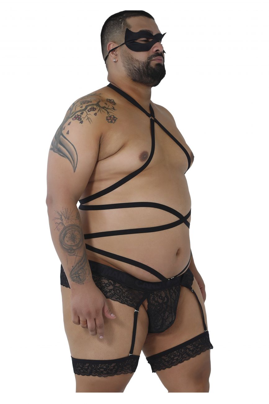 CandyMan 99483X Lace Garter Bodysuit Color Black