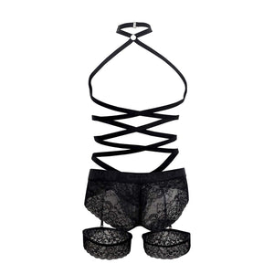 CandyMan 99483X Lace Garter Bodysuit Color Black