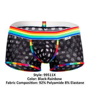 CandyMan 99511X Polka Mesh Trunks Color Black-Rainbow