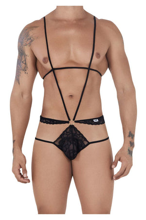 CandyMan 99523 Lace Bodysuit Jockstrap Color Black