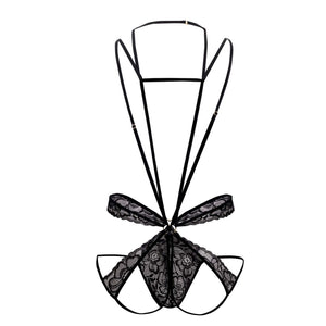 CandyMan 99523 Lace Bodysuit Jockstrap Color Black