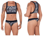 CandyMan 99524 Printed Top and Thong Set Color Black-Zebra