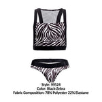 CandyMan 99524 Printed Top and Thong Set Color Black-Zebra