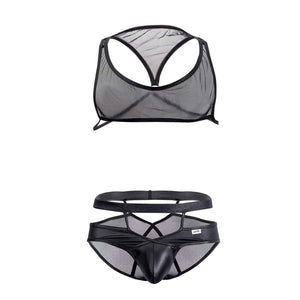 CandyMan 99525 Mesh Top and Bikini Set Color Black