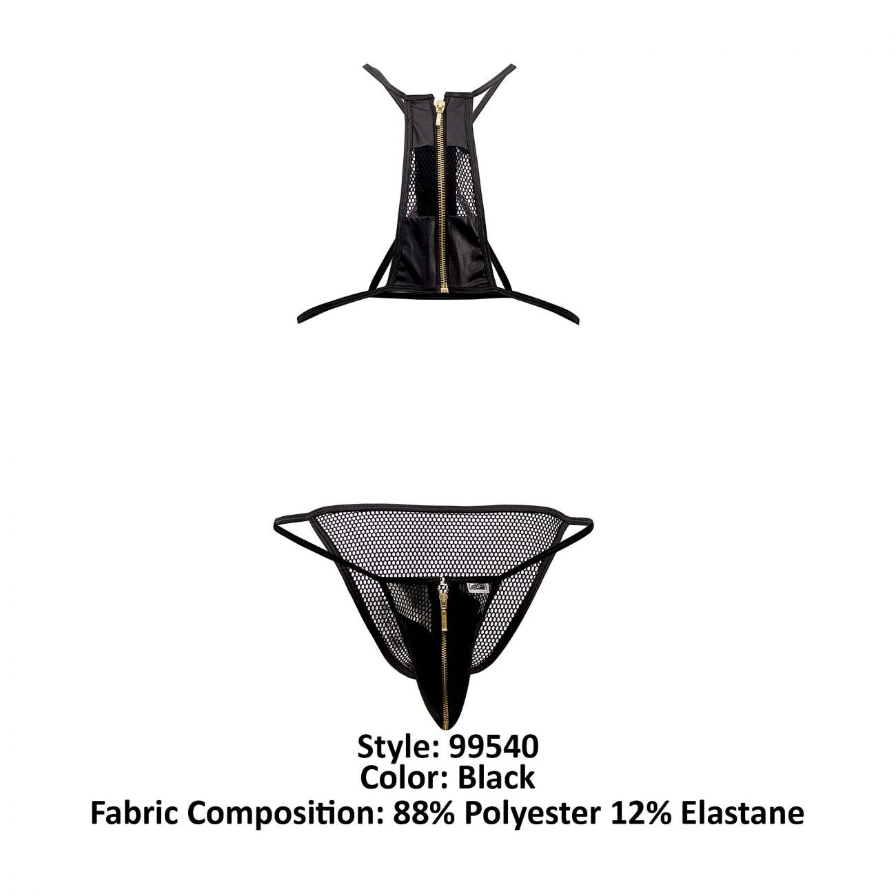 CandyMan 99540 Zipper Bikini-Harness Outfit Color Black