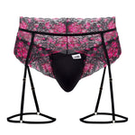 CandyMan 99576 Lace Garter Thongs Color Black Print