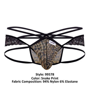 CandyMan 99578 Mesh-Lace Bikini Color Snake Print