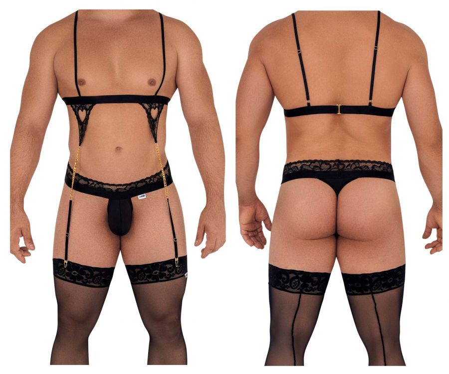 CandyMan 99581 Harness-Thongs Outfit Color Black