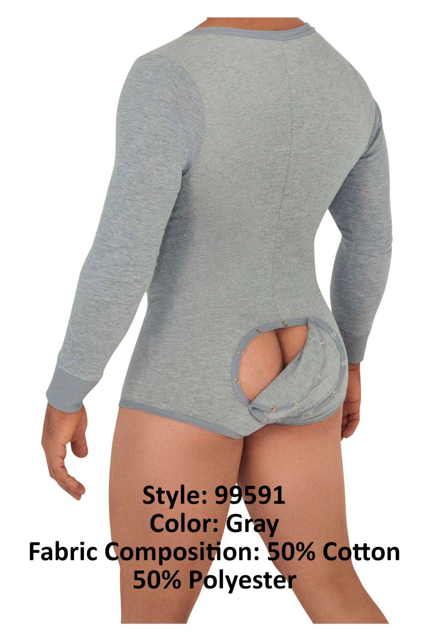 CandyMan 99591 Super V-Neck Bodysuit Color Gray