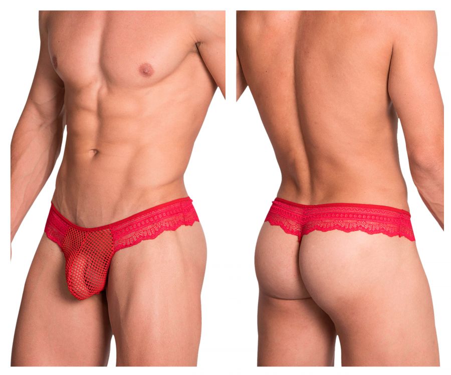 Hidden 973 Lace Thongs Color Red