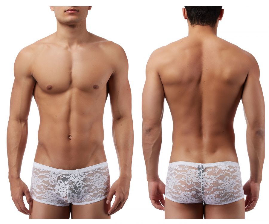 Male Power 145162 Stretch Lace Mini Short Boxer Briefs Color White