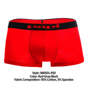 Papi 980501-950 3PK Cotton Stretch Brazilian Solids Color Red-Gray-Black
