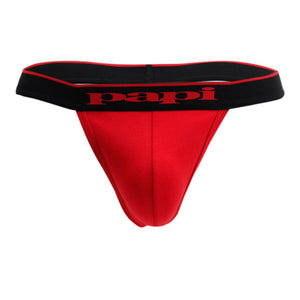 Papi 980902-950 3PK Cotton Stretch Thong Color Red-Gray-Black