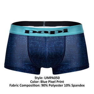 Papi UMPA050 Fashion Microflex Brazilian Trunks Color Blue Pixel Print