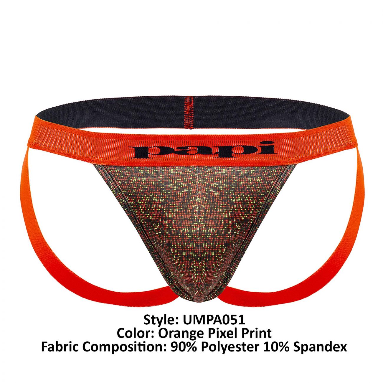 Papi UMPA051 Fashion Microflex Brazilian Jockstrap Color Orange Pixel Print