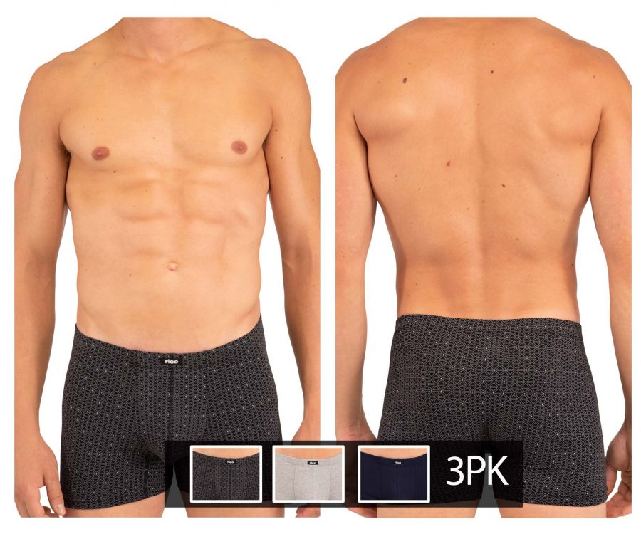 Rico 250709 3PK Stripes Boxer Briefs Color Black-Gray