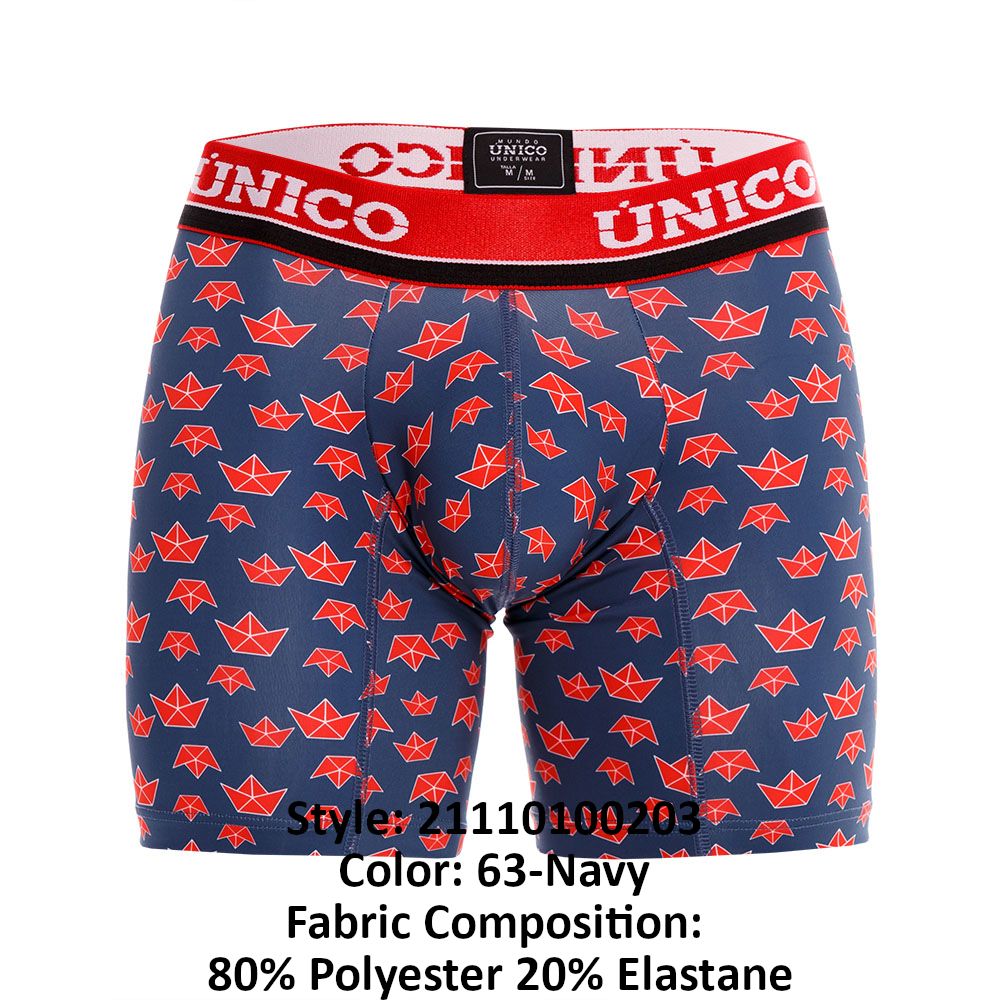 Unico 21110100203 Paper Ship Boxer Briefs Color 63-Navy