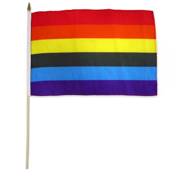 12-PACK RAINBOW PRIDE STICK FLAG 4 X 6 IN